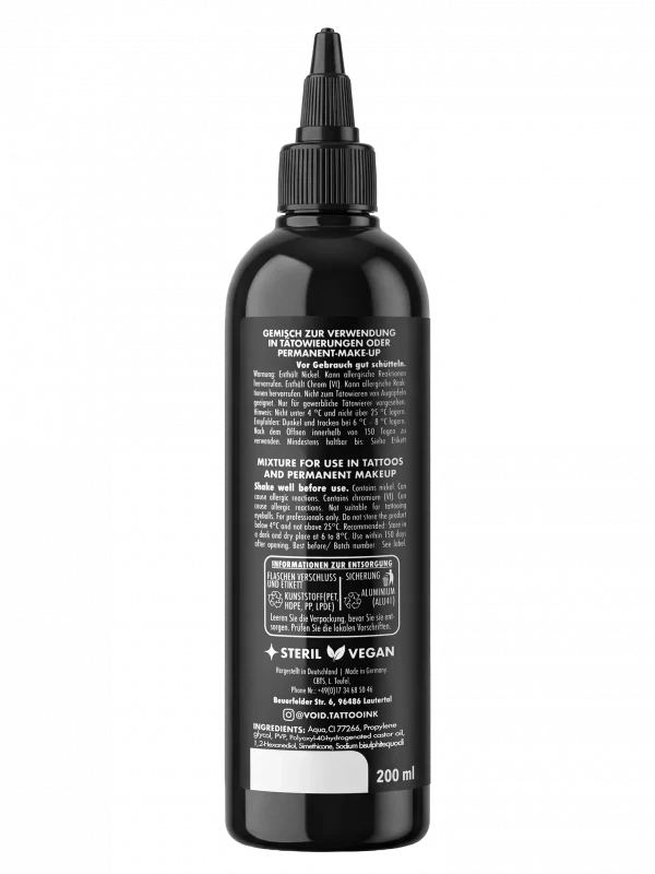 Bottle hinten Void Tattoo Ink - Black (200 ml)